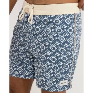 RHYTHM. Sunday Heritage Beach Vacation Swim Navy Geometric Board Trunk SZ 30